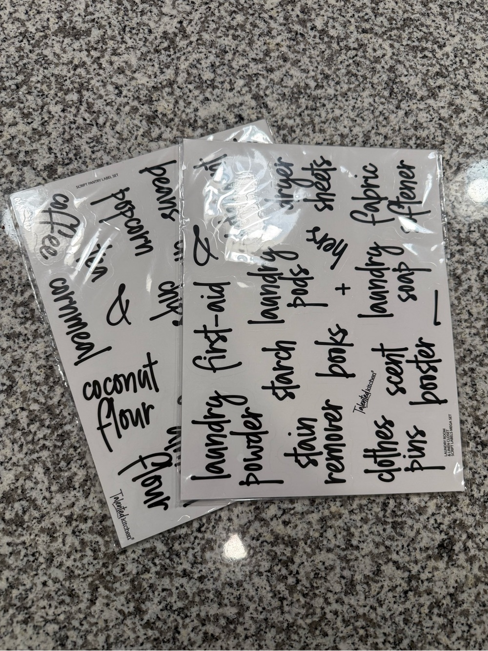 2x NEW Laundry Room, Linen Closet, Pantry Script Storage Container Labels